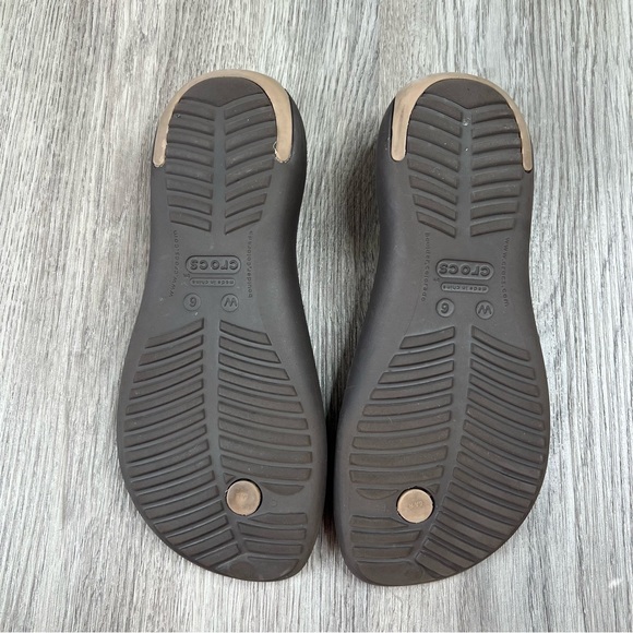 Crocs Sexi Serena Flip Brown Thong Sandals Women's Size 6 Comfort T-Strap - Picture 4 of 5